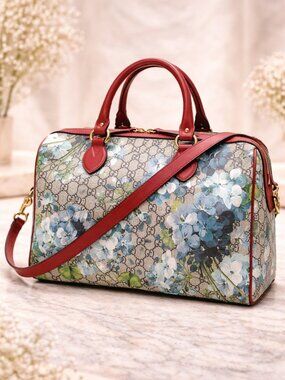 Authentic Gucci Blooms GG Supreme Boston Bag Medium Floral Canvas Hand Bag